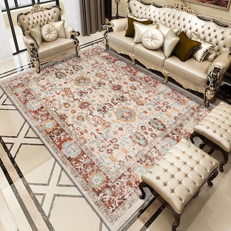 Antike ethnische Druckteppich-Teppichfarbe Polyester Teppich Nicht-Rutsch-Backing-Teppich für die Heimdekoration