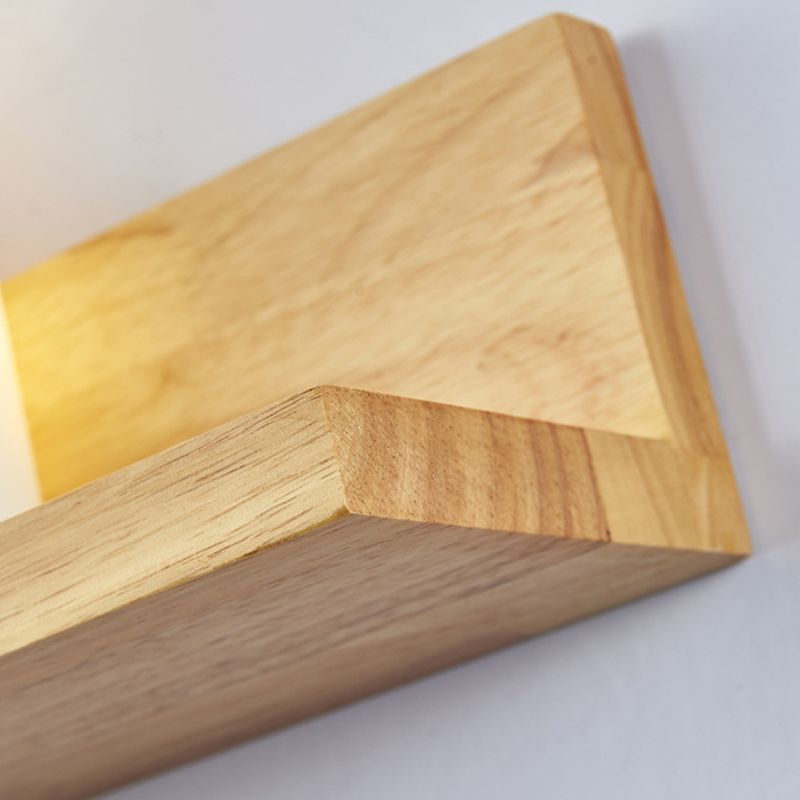 Contemporary Wooden Wall Sconce Simple Wall Light with Glass Shade without Plants