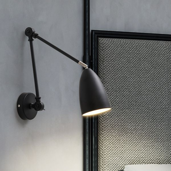 Wrought Iron Wall Lamp in Modern Style Cone 1-Light Reading Wall Light for Bedroom