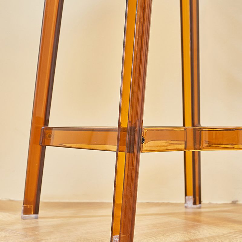 Contemporary Acrylic Backrest Counter High Stool with 4 Legs