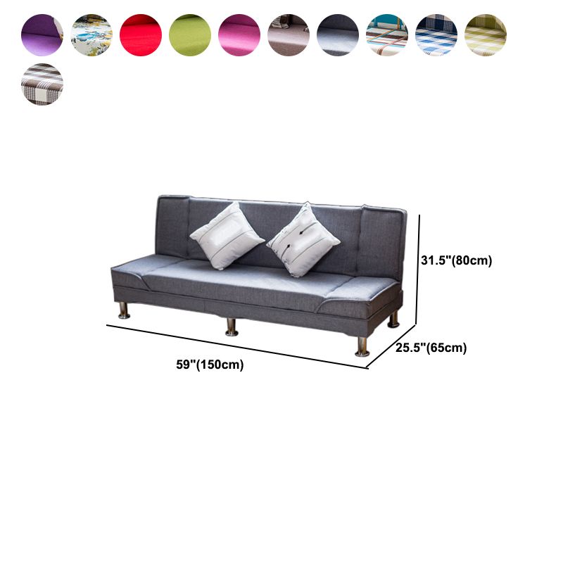 Contemporary Tight Back Armless Living Room Linen Convertible Sofa