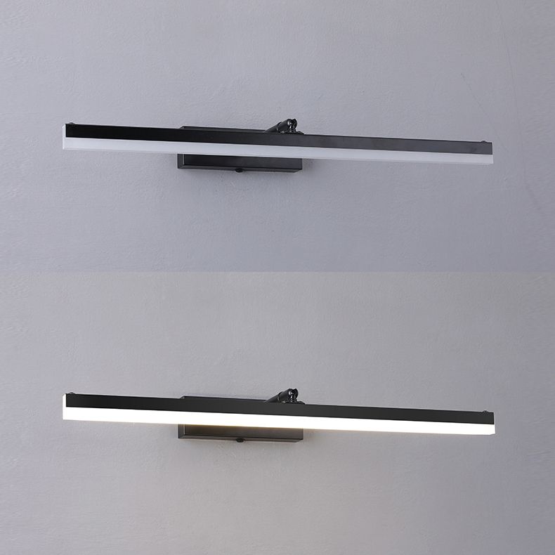 Metal 1-Light LED Wall Sconce in Modern Style Linear Shade Mirror Wall Lighting in Black