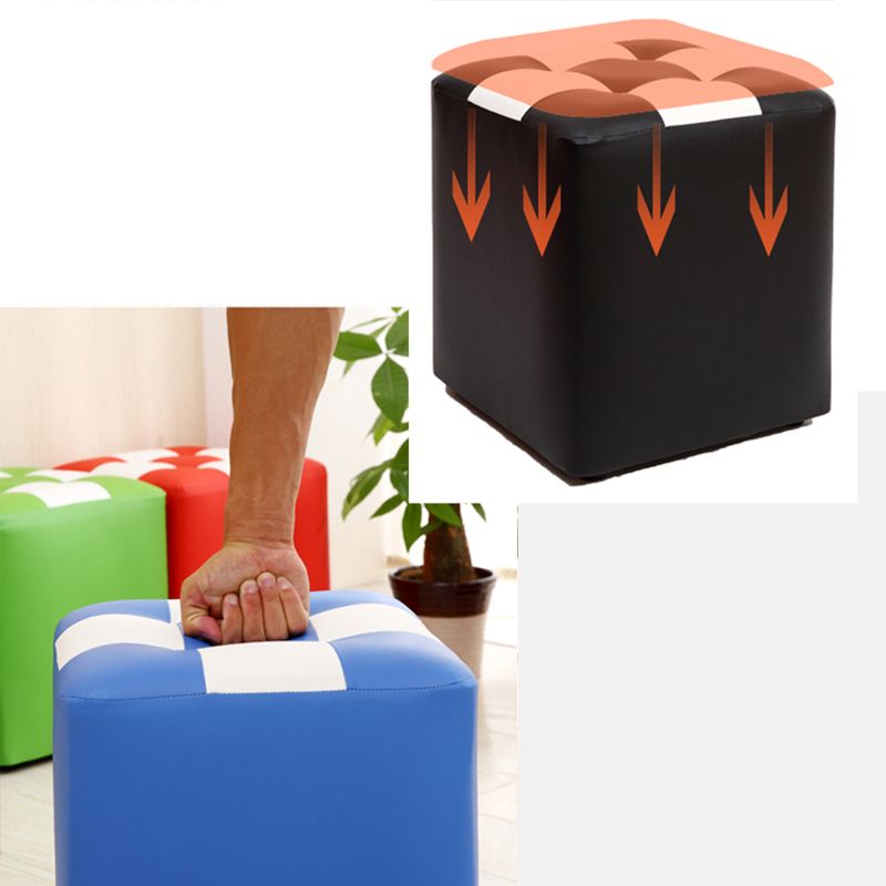 Purple Modern Pouf Leather Check Print Pouf for Drawing Room