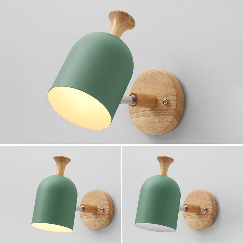 Nordic Macarons Style Dome Sconce Wall Light 1 Light Wall Sconce with Wood
