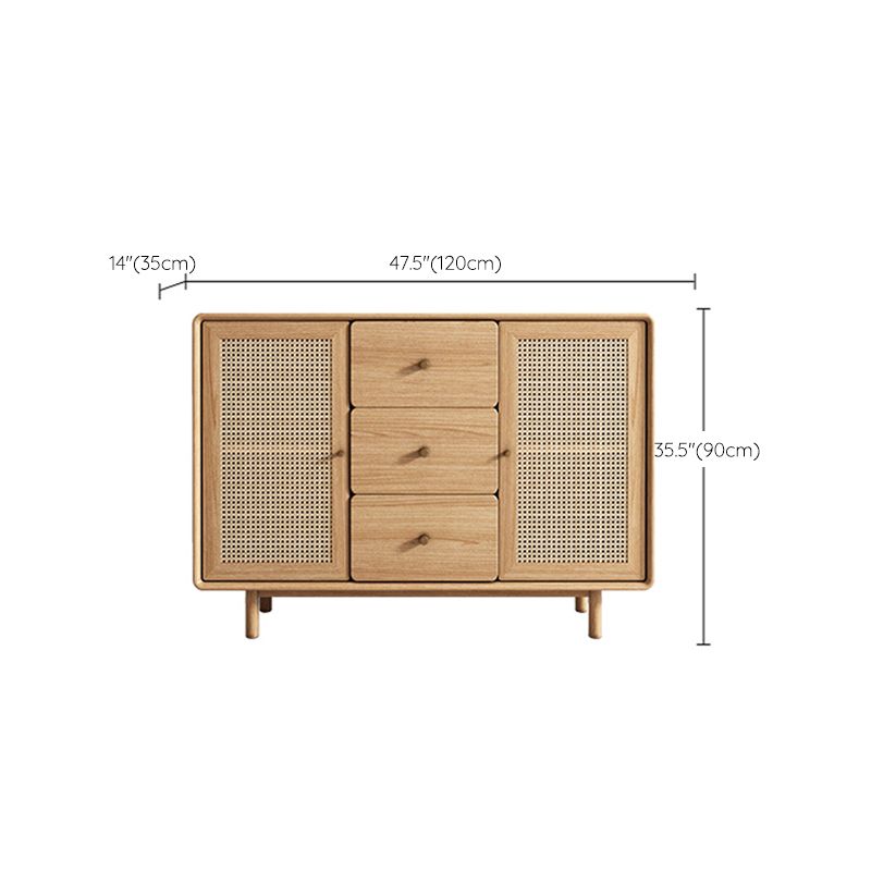 Modern Rectangle Wooden Side Board Home Sideboard Cabinet with Drawers and Doors