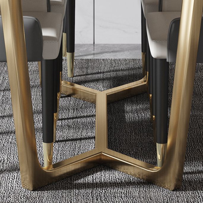Luxury Marble Top Dining Table Rectangle Indoor Table with Trestle Base