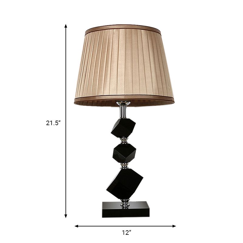 Light Brown Cone Nightstand Lamp Lodge Style Crystal Single Head Bedroom Table Light