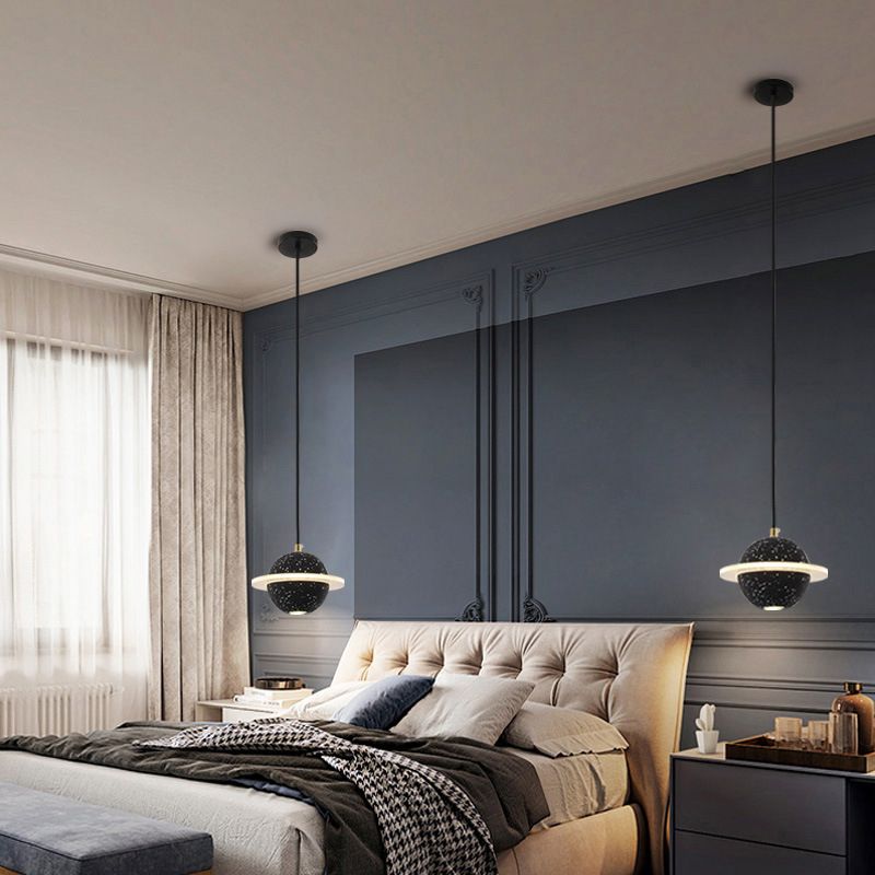 Modern Style Spherical Shape Hanging Light Stone Hanging Lamp for Bedroom