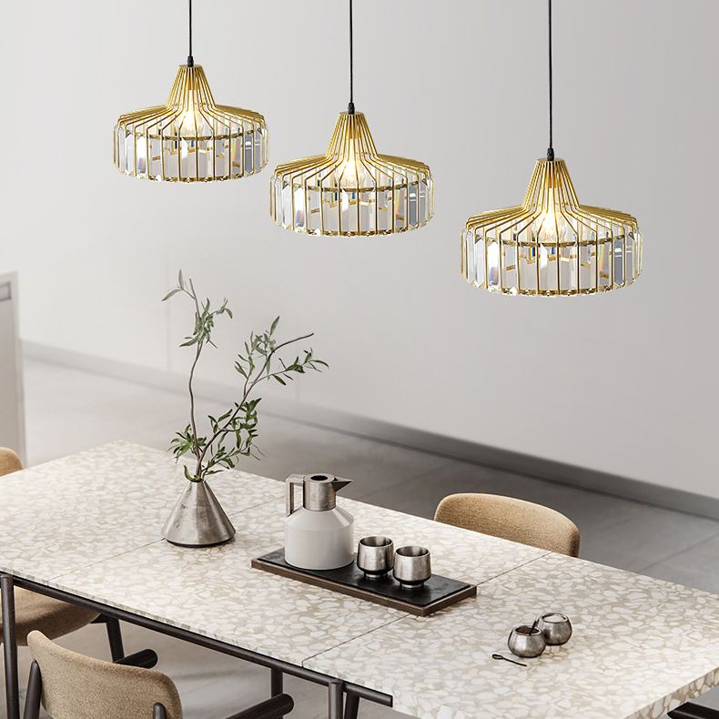 1-Licht-Trommelkristall-Anhänger-Lampe zeitgemäße Einfachheit Beleuchtung für Schlafzimmer Esszimmer