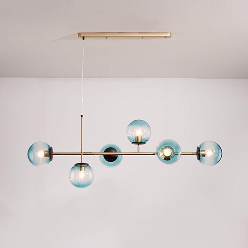 Estilo moderno de forma esférica luces de isla vidrio 6 iluminación de la isla ligera