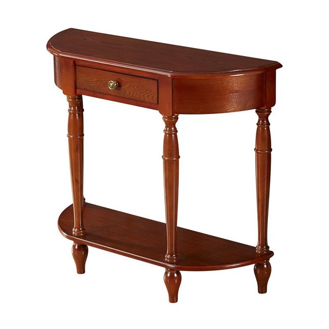 11.8" W Wood End Table Storage Half Moon Mid-Century Modern Console Table