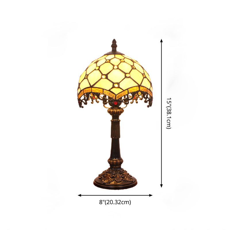 Lampada da comodino barocca con perline Lampada da tavolo in vetro artistico colorato a lampadina singola in beige