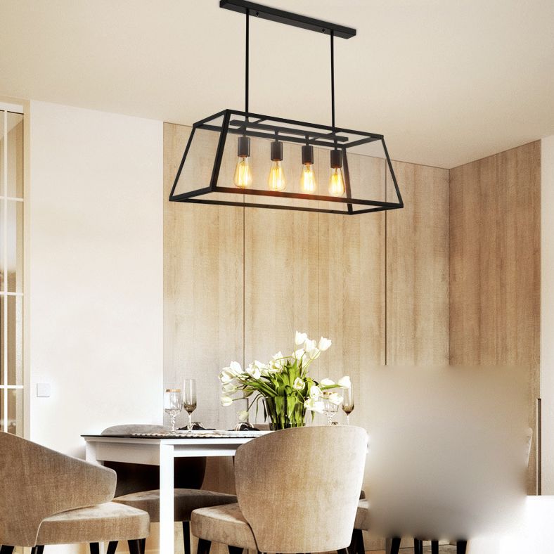 Glass 4 Lights Island Candelier Light Lights Lights Lightings para comedor