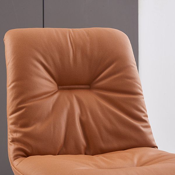 Contemporary Faux Leather Armless Dining Chairs Metal Dining Chair for Home Use