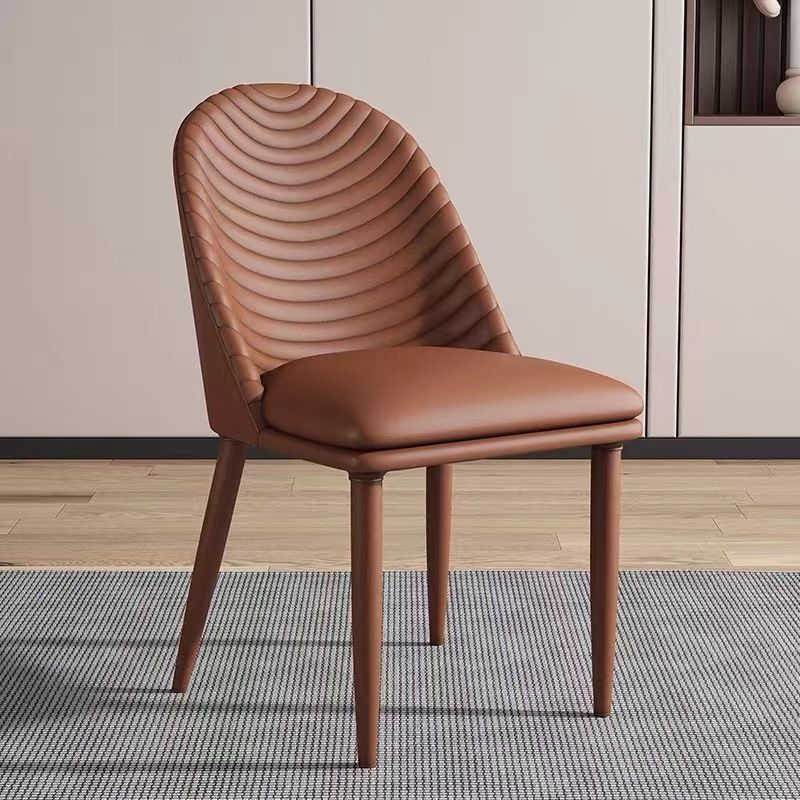 Metal Base Indoor Dining Chair 19'' Wide Parsons Leather Chair for Restaurant