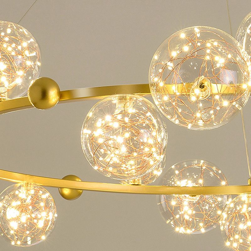 Multi Lights Ball Pendant Chandelier Modern Style Glass Hanging Lamps