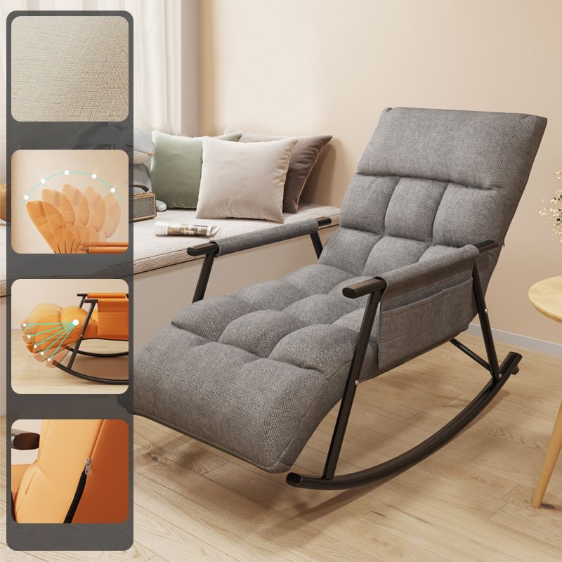 Modern Cushions Rocker Chair Metal Frame Spindle Rocker Chair for Living Room