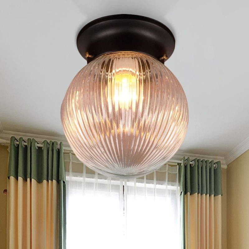 Black Ball Flush Mount Lighting Modern 1 Light Clear Glass Flush Mount Ceiling Light Fixture