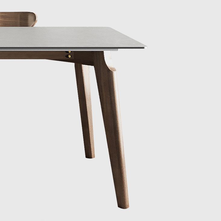 Contemporary Gray Sintered Stone Dining Table Rectangle Shape Standard Dining Table for Kitchen
