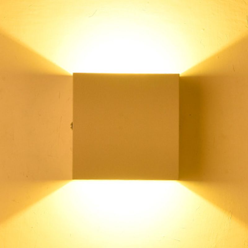 2-Lights Aluminum Wall Light Modern Cube 4" Wide Wall Sconce for Living Room