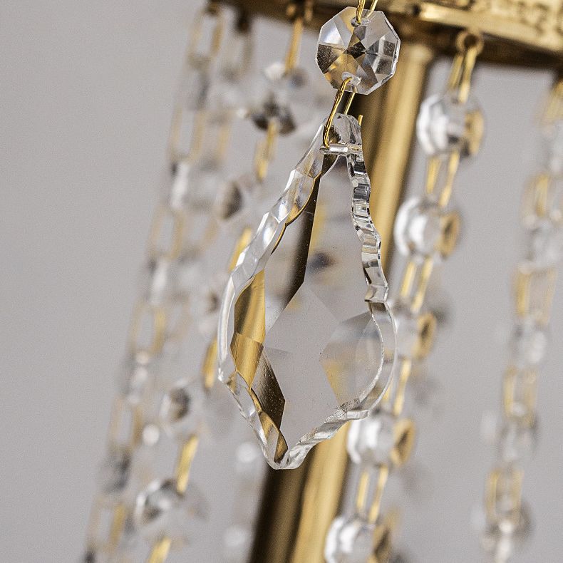 17.7" Diameter French Style Chandelier 4-Lights Metal Candlestick Pendant Light with Clear Crystal