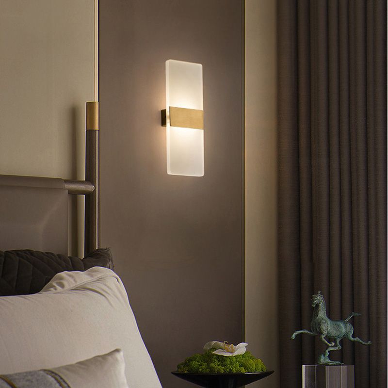 Post-Modern Wall Sconce Rectangular Brass Sconce Lighting for Bedroom