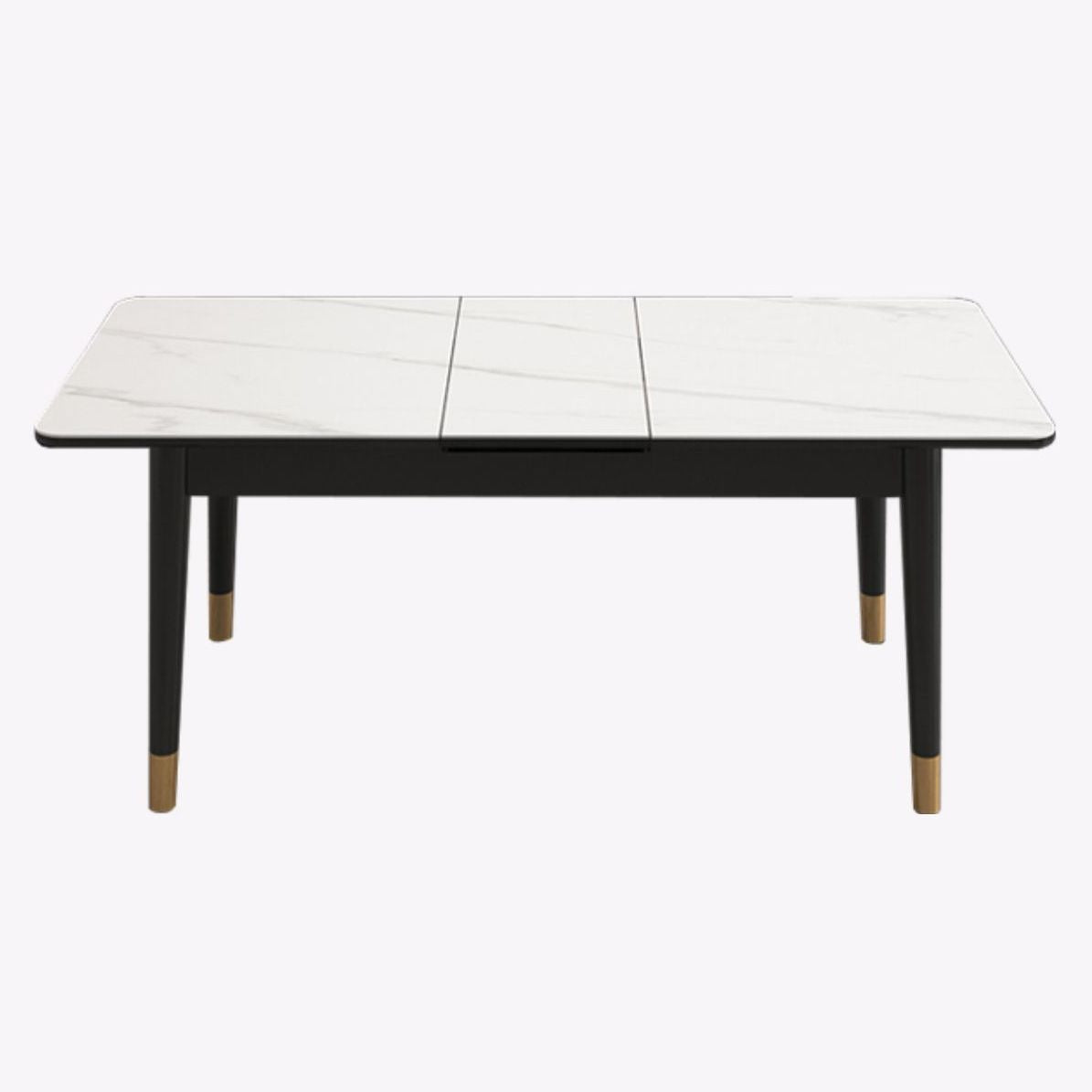 Extendable Sintered Stone Dining Table in White Modern Table with 4 Legs for Restaurant
