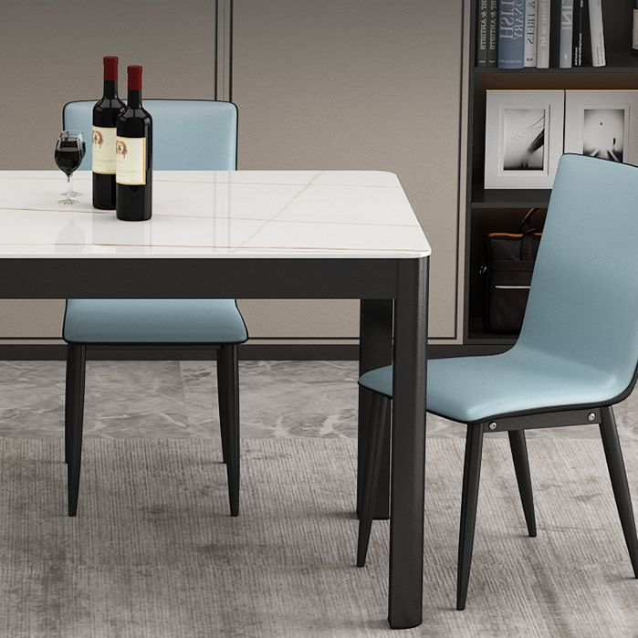 Metal Modern Rectangle Indoor Table Glass Top Table for Dining Room