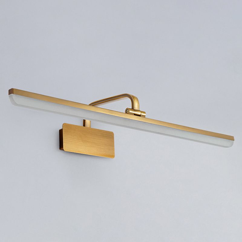 Metal Linear Shape Mirror Wall Light Modern 1 Light Mirror Wall Mount Fixture in Brass