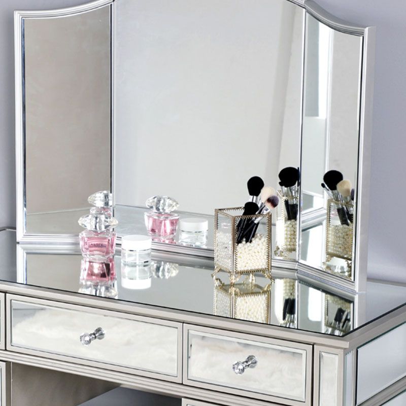 Solid Wood Vanity Dressing Table Set Contemporary Makeup Counter with Drawers