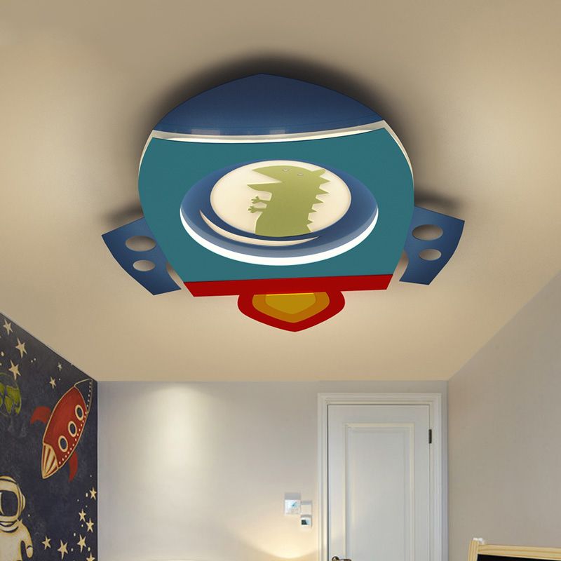 Metal Round Shade Flush Ceiling Light Kid Style 1-Light Flush Mount Fixture