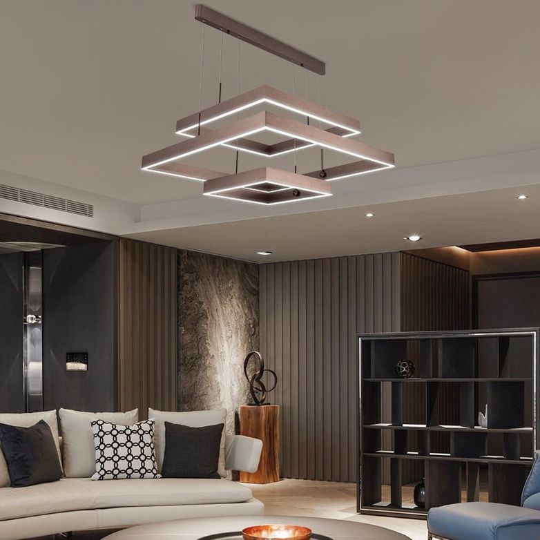 Lámparas de lámparas cuadradas de tres niveles lámpara de metal moderno 3 luces lámparas