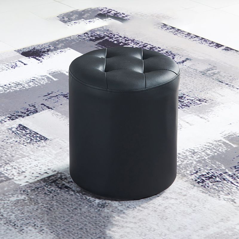 Modern Ottoman Water Resistant Tufted Leather Round Foot Stool Ottoman