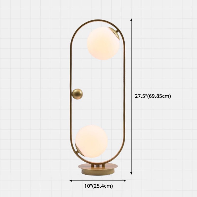 Orb-Shade Nightstand Light Minimalist Opal Frosted Glass Bedroom Table Lamp