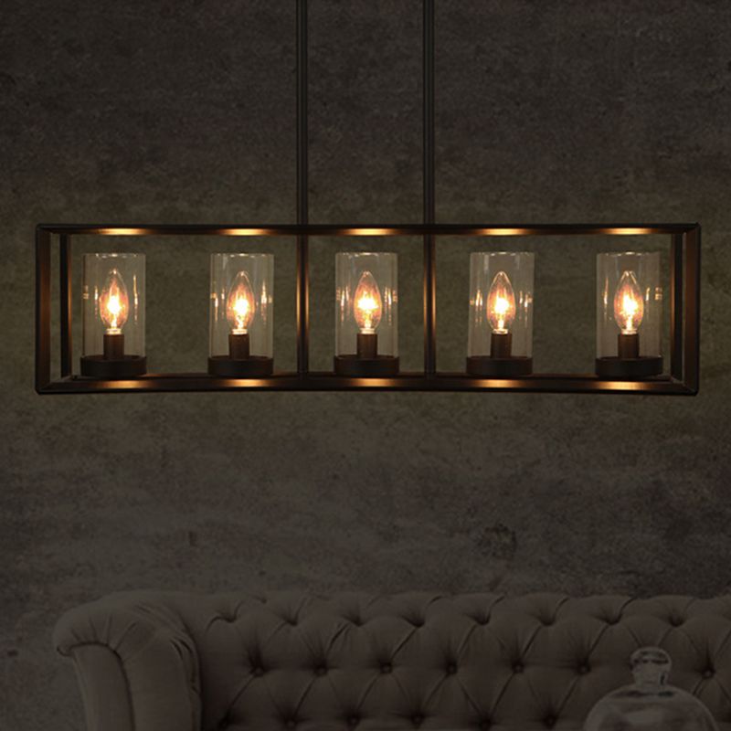 Glass Island Linear Linear Ciondolo in stile industriale Black Dinning Room Isola Penderant Candelier
