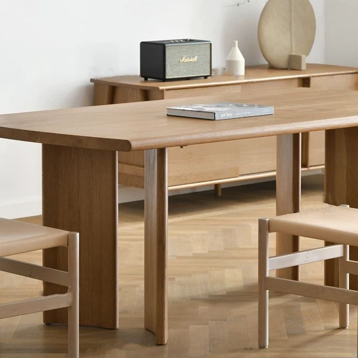 Solid Wood Contemporary Rectangular Table Wood Top Table for Home