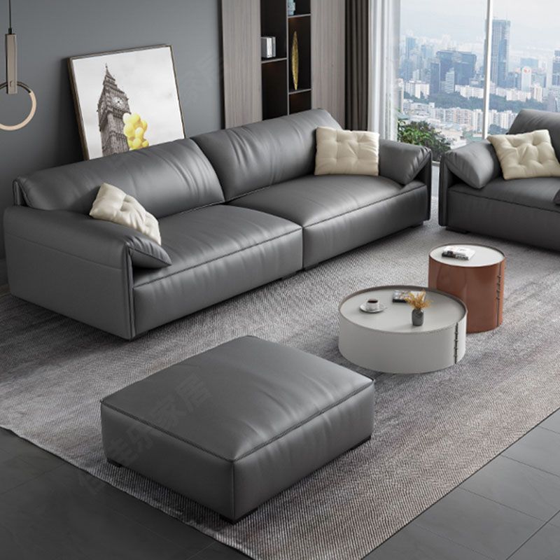 Stain Resistant Stationary Living Room Pillow Top Arm Standard Gray Sofa