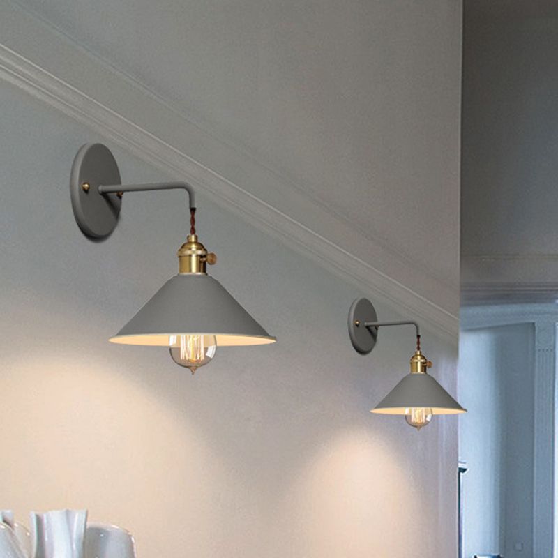 Illuminazione a parete cono cono in stile muro di metallo a montaggio per la camera da letto per camera da letto