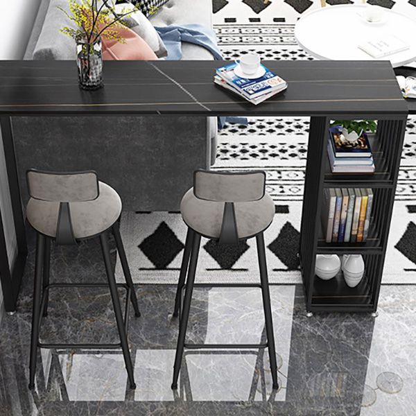 Glam Marble Counter Table with Rectangle Table Top Double Pedestal Table - 42" H