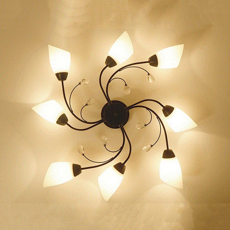 Multi Lights Ceiling Mount Light Minimalist Flush Mount Ceiling Light with Glass Shade