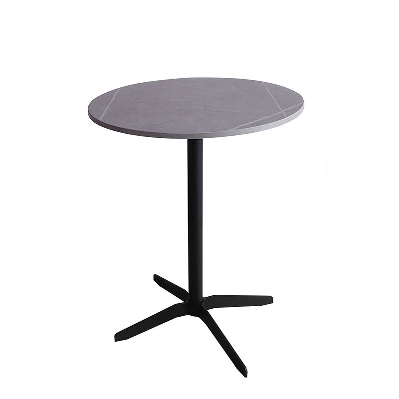 Modern Stone Cocktail Table with Black Pedestal Coffee Table - 21.7''/23.6''