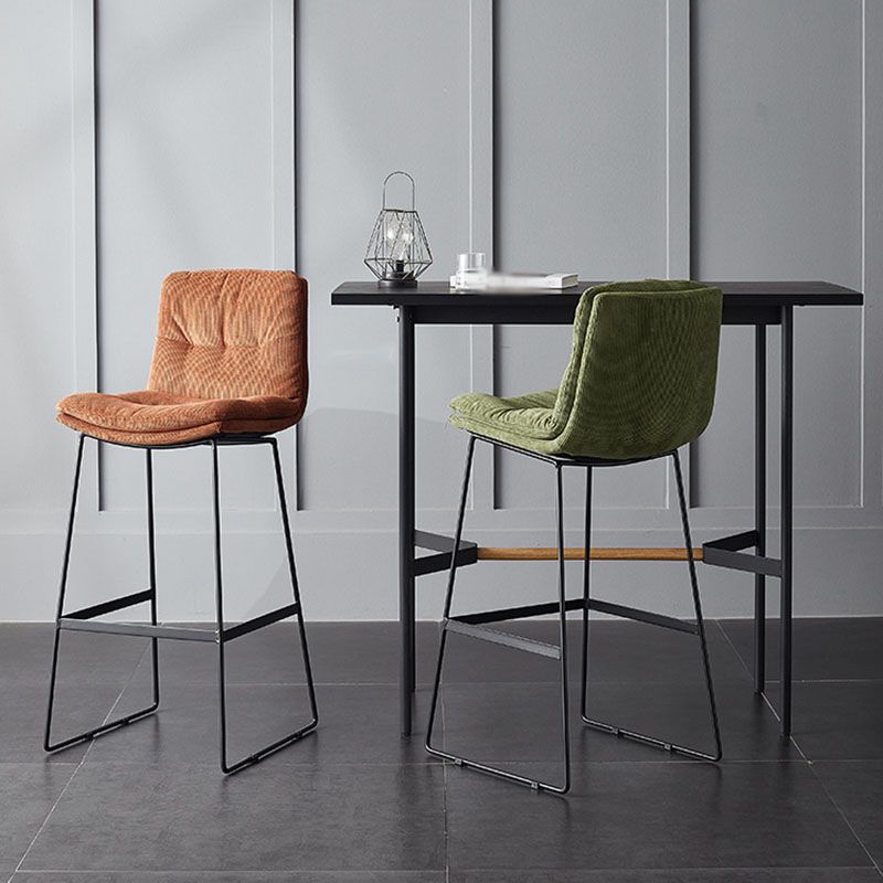 Scandinavian Coffee Shop Footrest Stool Matte Finish Upholstered Barstool