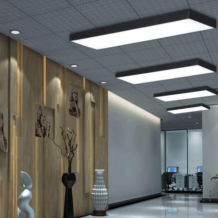 Plafonnier LED rectangulaire contemporain à montage encastré pour bureau