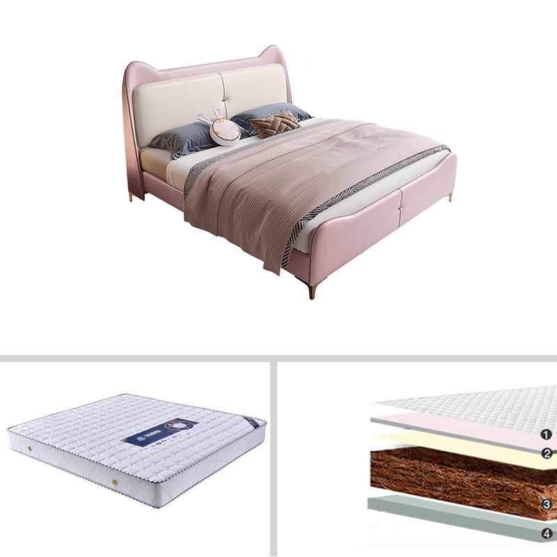 49.6" Tall Wood and Upholstered Wingback Bed Contemporary Standard Bed