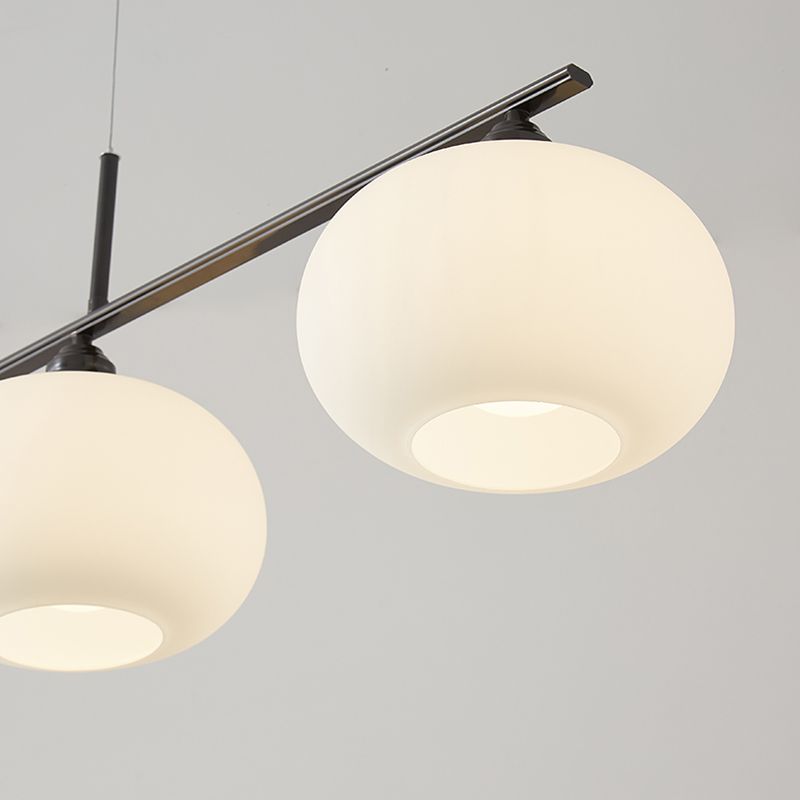 Modern Metal Pendant Light Persimmon Shape Island Light with Glass Shade for Living Room