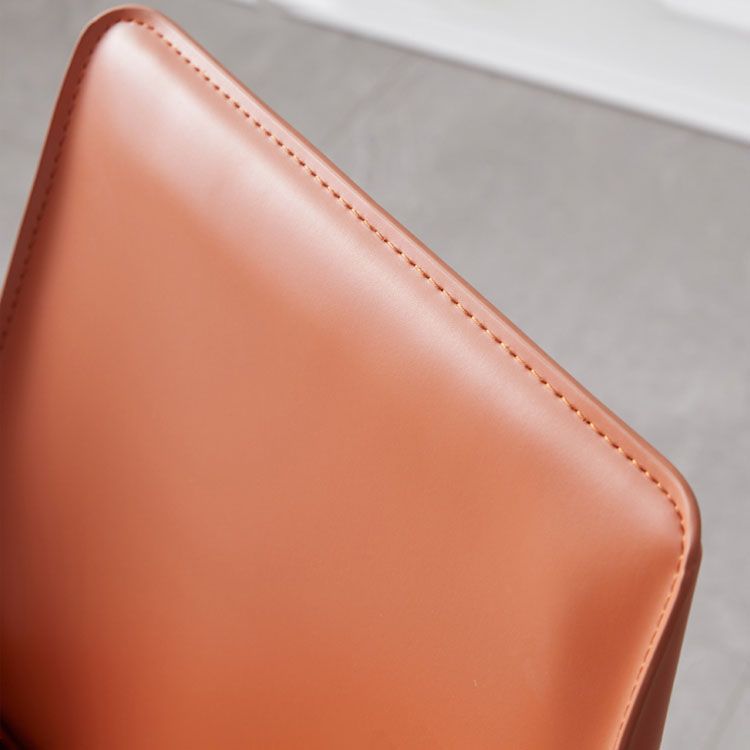 Metal Indoor Upholstered Side Chair Matte Finish Faux Leather Solid Back Dining Chair