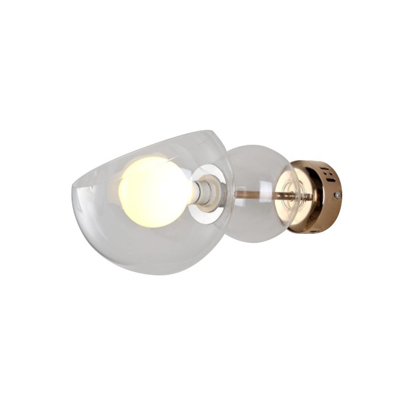 1 lampe murale de la tête de la tête de la tête Postmoderne en laiton Murce Light avec une nuance en verre transparent / ambre