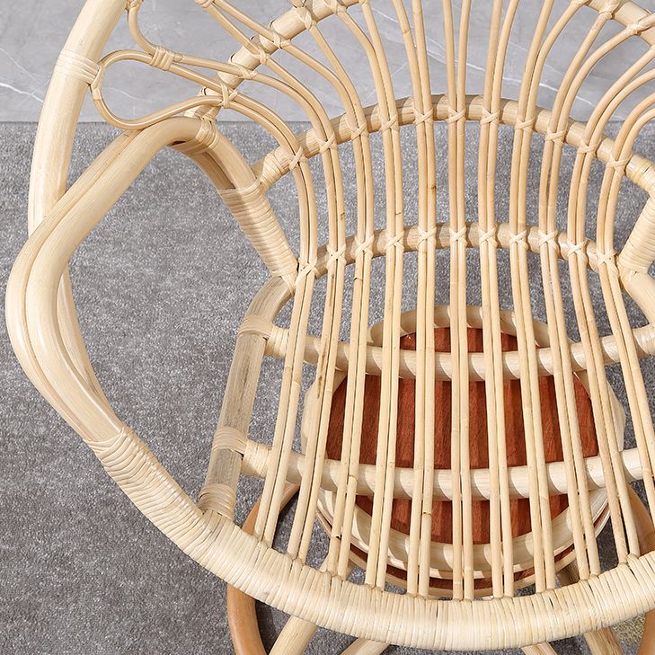 Contemporary Round Dining Table Set 1/3 Pcs Light Wood Finish Outdoor Dining Set