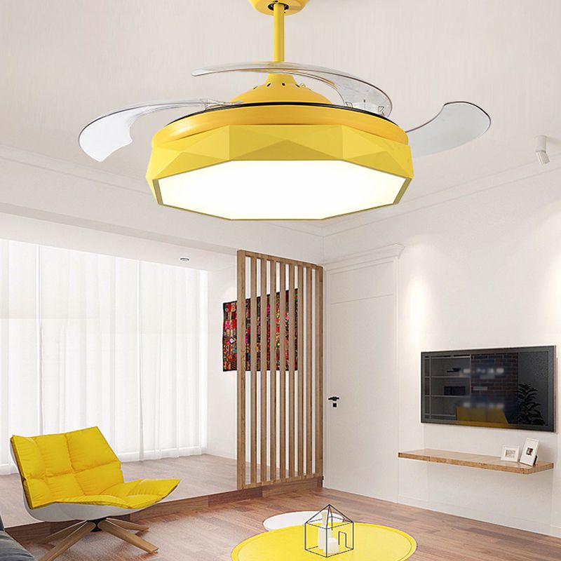 Modern Fan Light Minimalist Metal LED Semi-Flush Mount Ceiling Light for Living Room