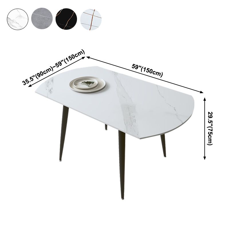 Modern Sintered Stone Dinner Table Round Table with Black Frame for Kitchen